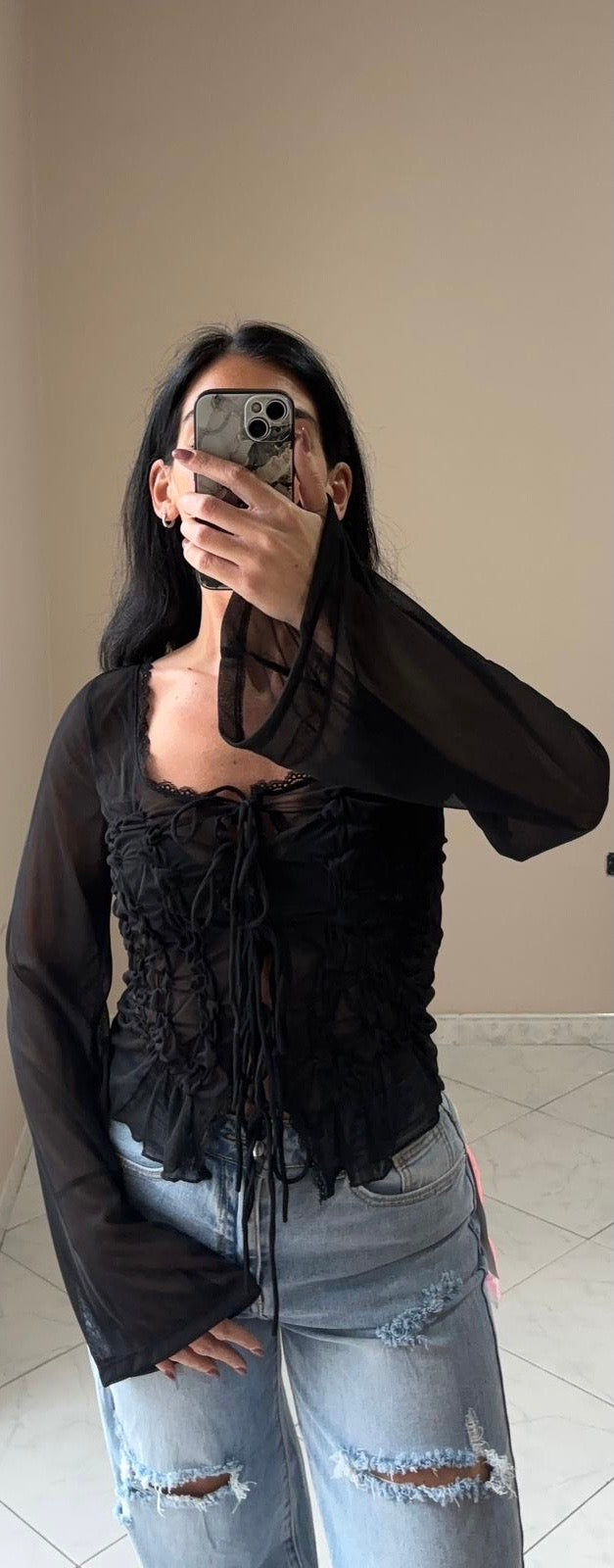 Maglietta Sheer da Donna- Effetto Trasparente e Trendy