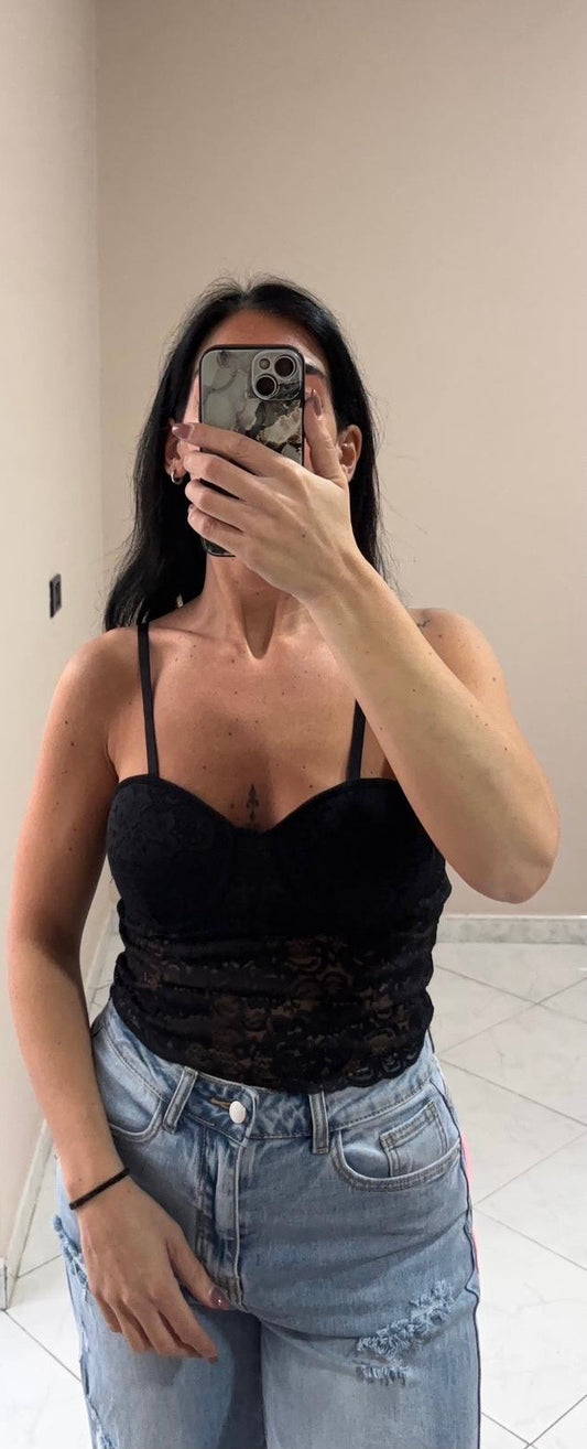 Corsetto Nero in Pizzo da Donna- Eleganza Sensuale e Raffinata